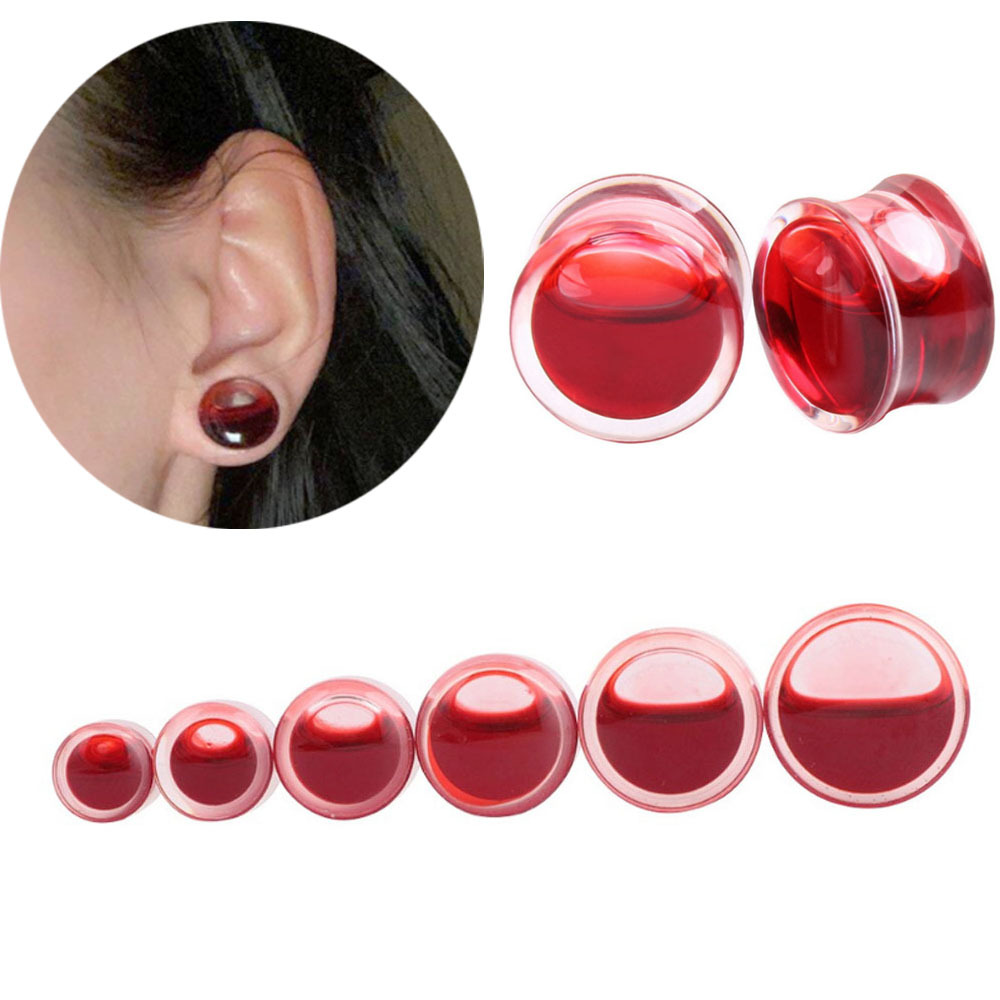 1 Par Expansores Oídos Acrílico Sangre Líquida Roja - Temu