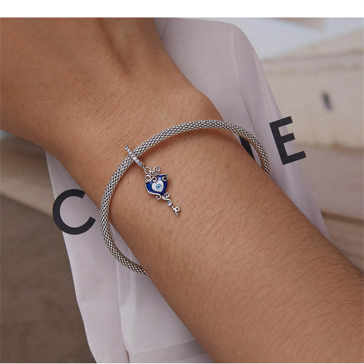 925 Sterling Silver Charm For Pandora Bracelets Evil Eye Travel