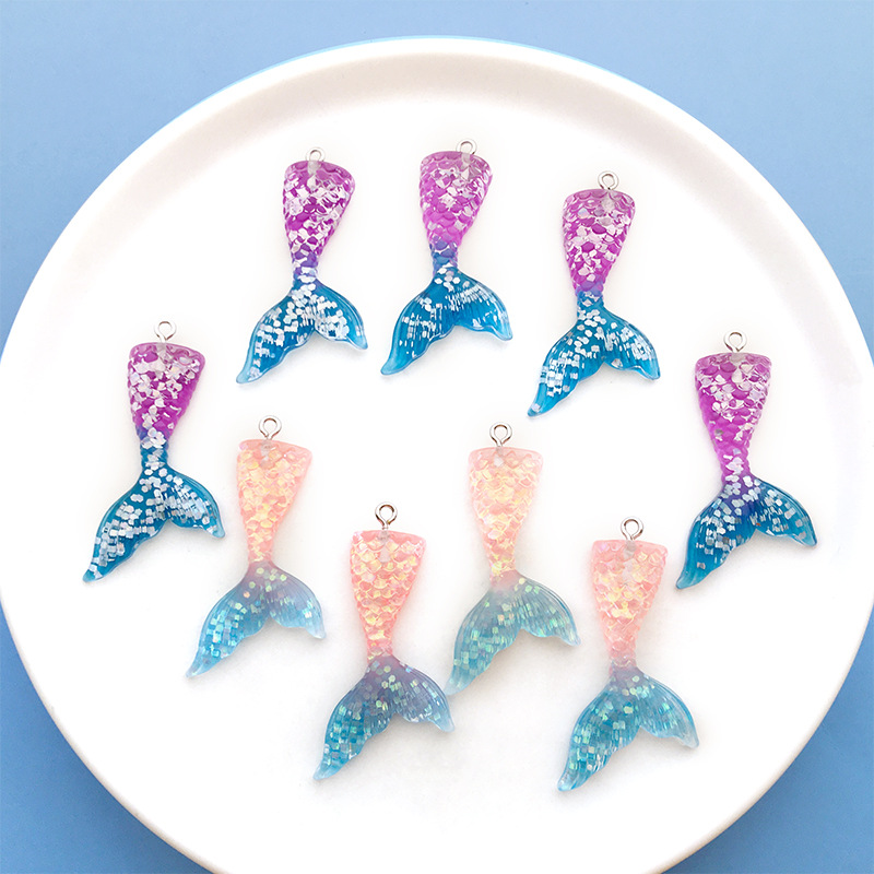 Shiny Mermaid Tail Resin Charms Pendants Flat Back Resin - Temu