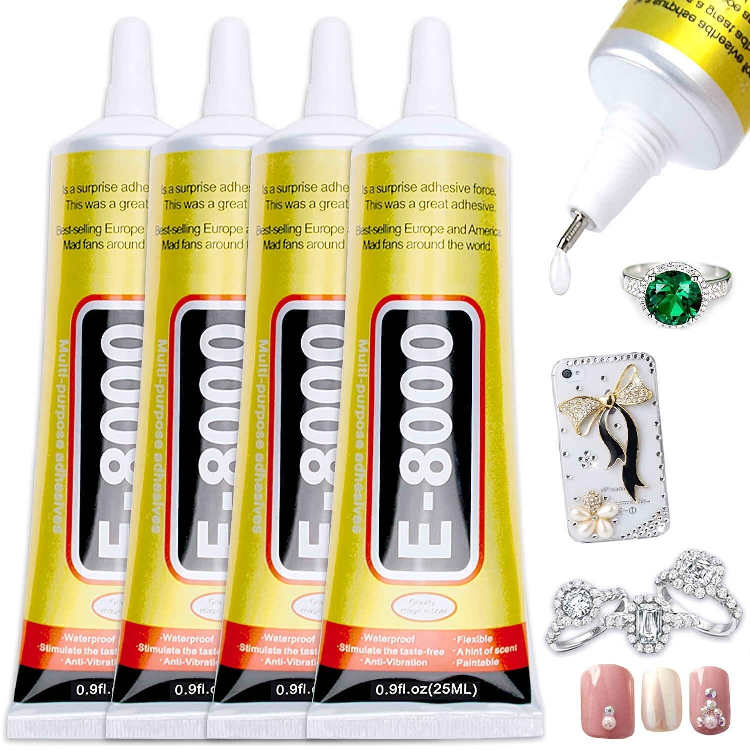 E8000 Multipurpose Adhesive, High Performance Liquid Glue, Super Strong Adhesive for Glass Jewelry Crafts Rhinestone Nail DIY Fix Phone Screen Glass