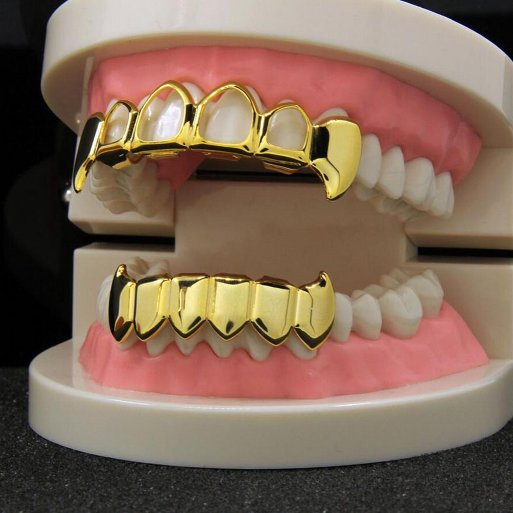 Juego de 6 rejillas para dientes de hip hop con diseño de diente, color  dorado