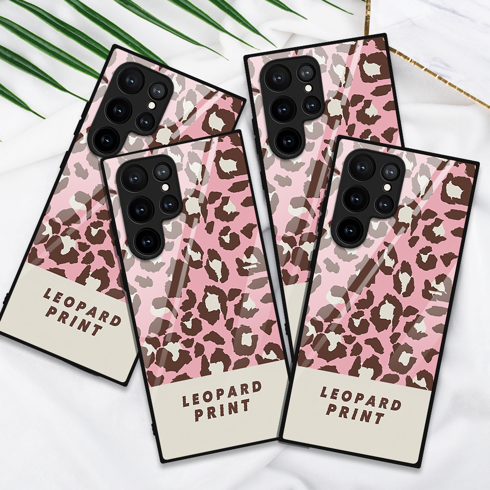 Cute Shockproof Leopard Square Case For Samsung S22 Ultra S21+ S20 FE S10  S9 S8