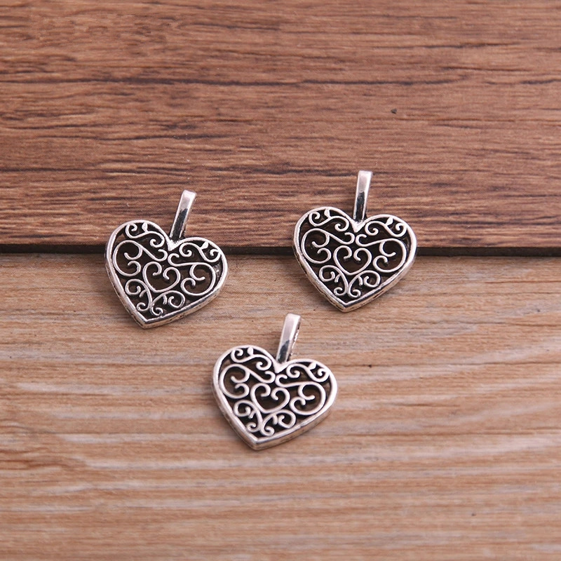 Silver Color Hollow Heart Charms Pendant