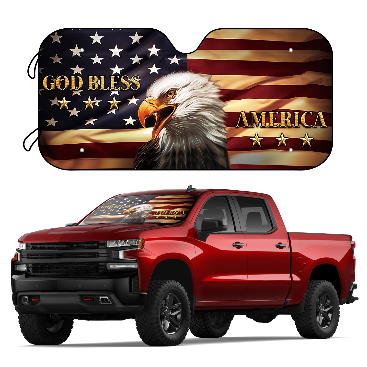 AMERICAN FLAG PICKUP TRUCK EAGLE EAGLES DOG USA T-SHIRT