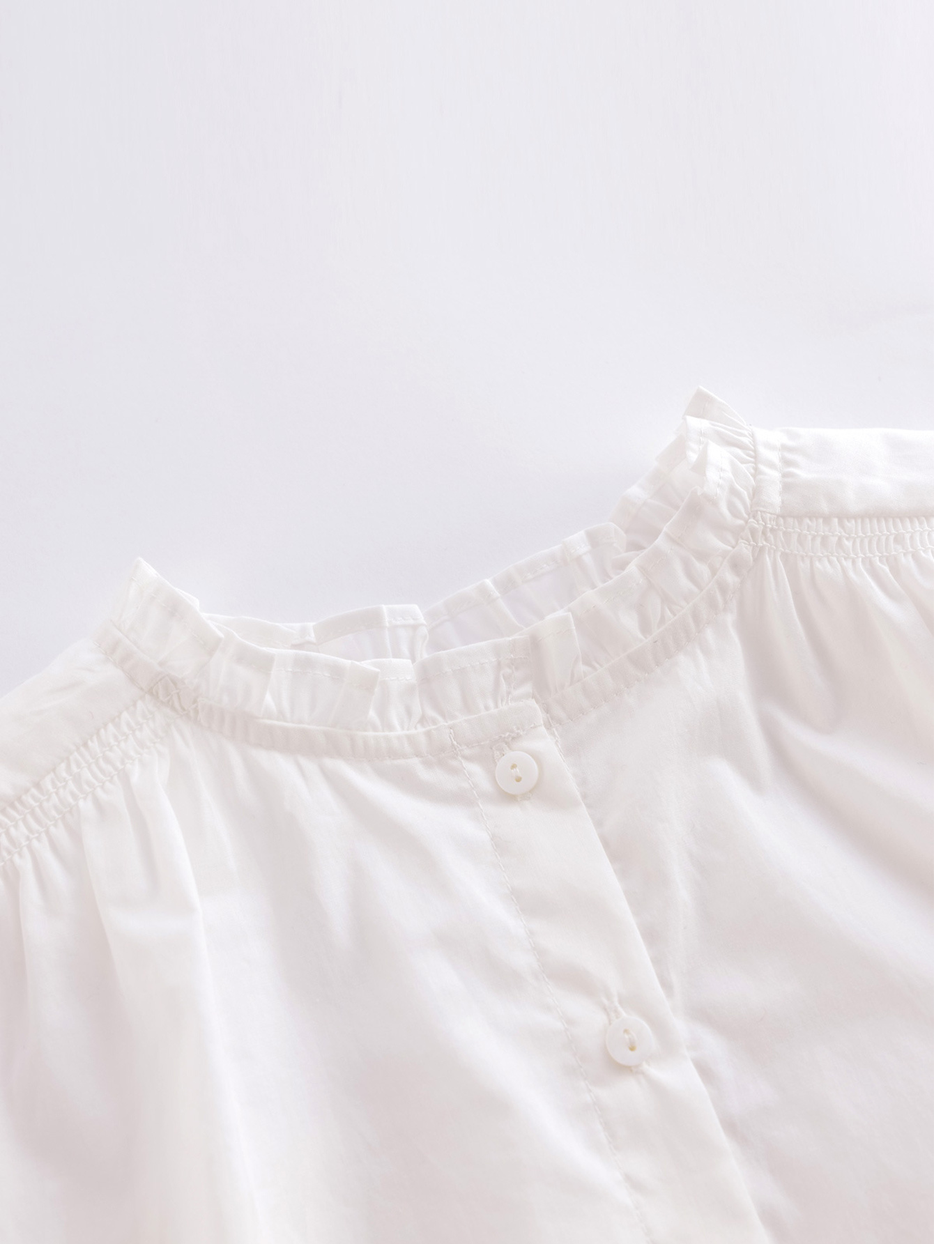 Girls Elegant Frill Collar Cotton Long Sleeve Shirt Button-down