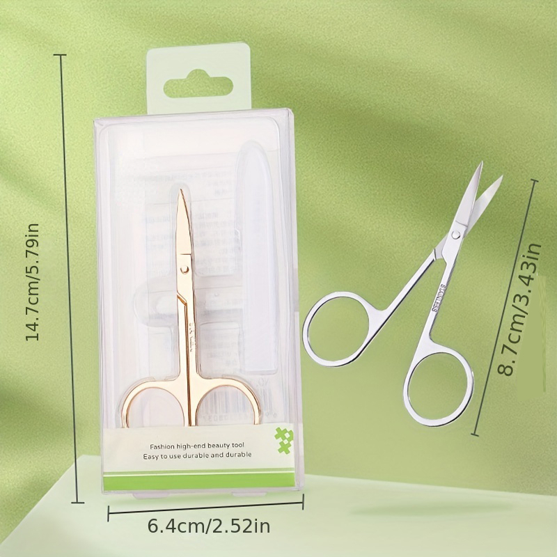 Stainless Steel Beauty Scissors Curved Straight Makeup - Temu