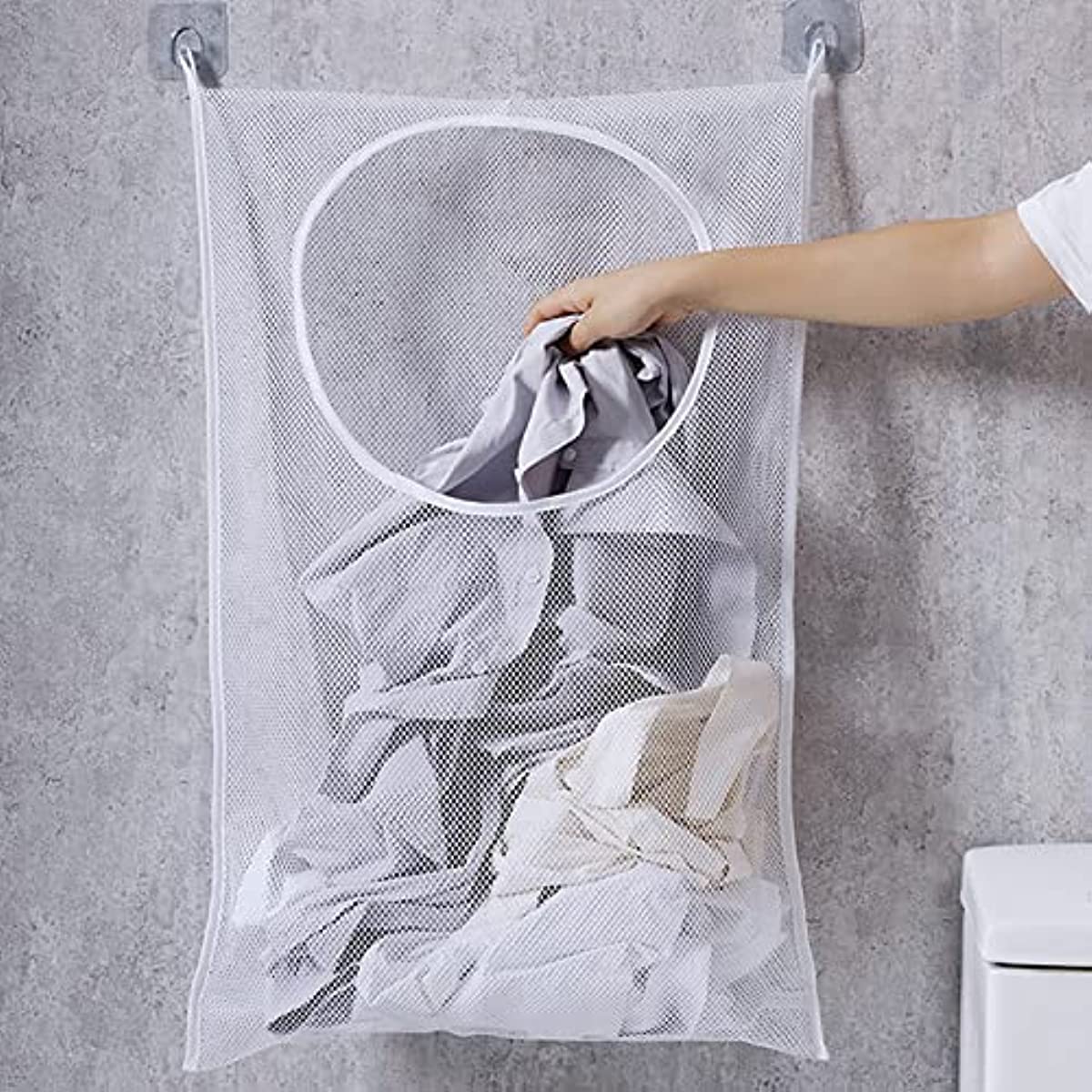 Large Foldable Laundry Hamper Bag With Adhesive Hooks - Temu New Zealand