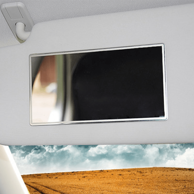  Miroir de maquillage HD portable auto-adhésif en acier  inoxydable pour intérieur de voiture