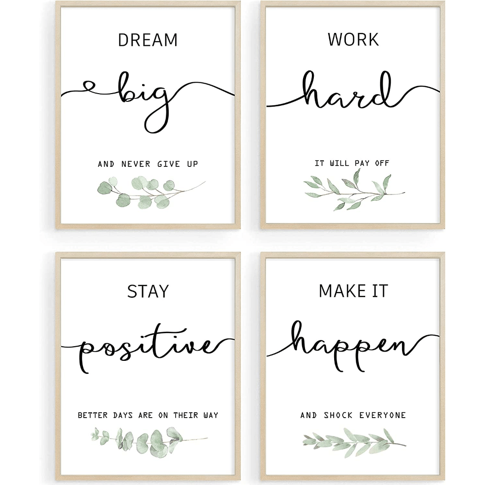 16x24 - Vintage Green Inspirational Quotes Daily Self-love  Affirmation Posters Unframed for Room Aesthetic Cute Sunflower Butterfly  Food Wall Art Painting Retro Wall Decor (No Frame): Posters & Prints