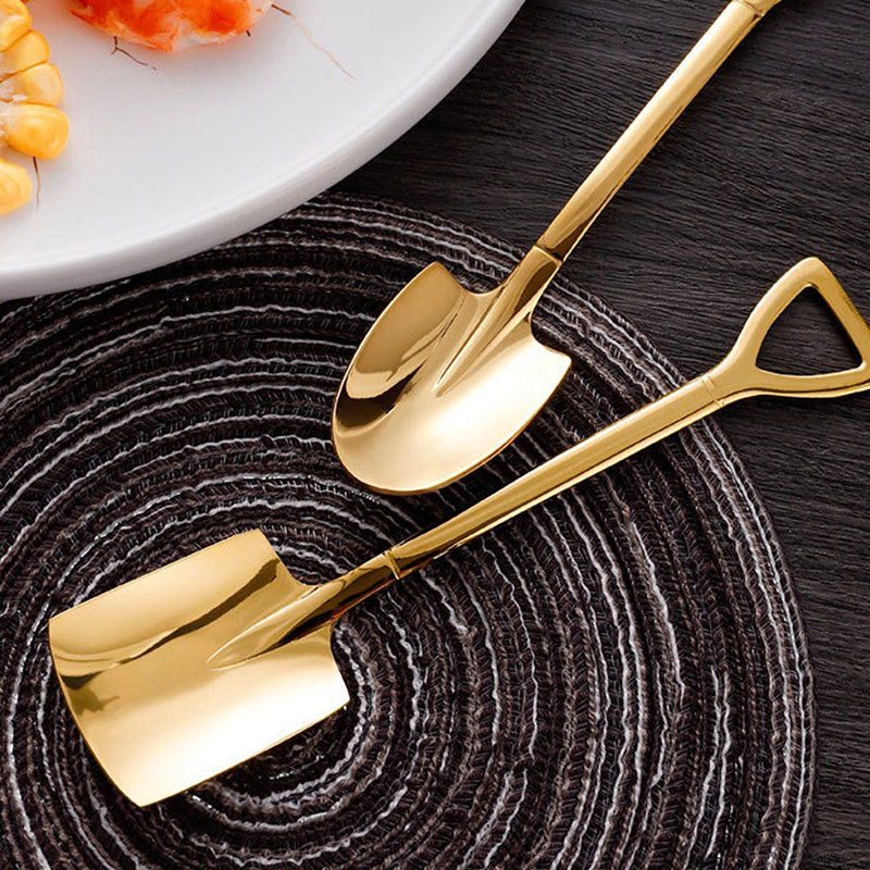 Shovel Shape Spoon Stainless Steel Coffee Ice Cream Kitchen Fork Accessories