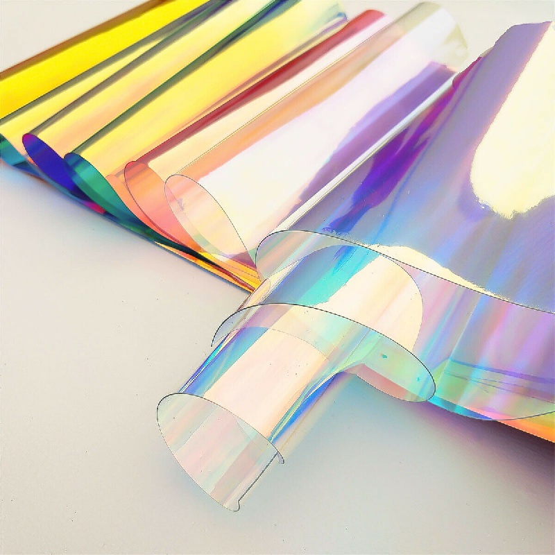 Diy Rainbow Crafts: Iridescent Holographic Pvc Fabric Faux - Temu