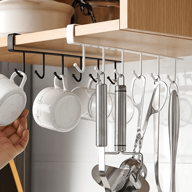Crochet de cuisine rotatif à 360°, sans perforation, 2 crochets de cuisine,  crochet de bar, organiseur à suspendre pour ustensiles de cuisine, noir