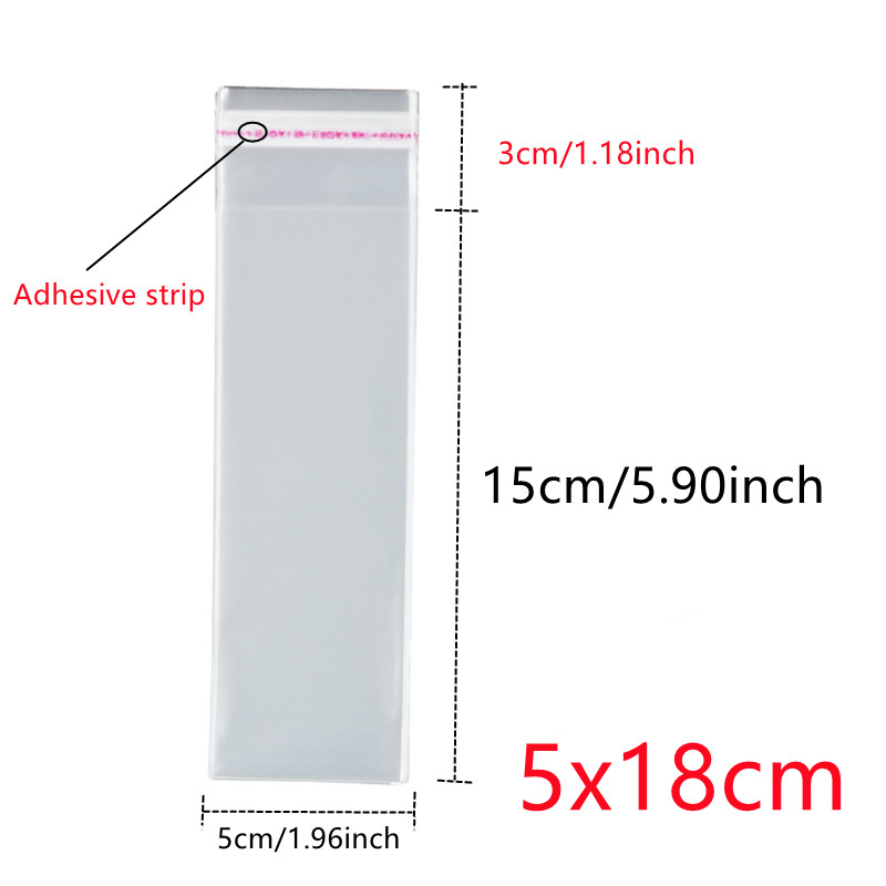 200pcs plastic bookmark sleeves Cellophane Candy Bag Dessert Packaging Bag  Clear