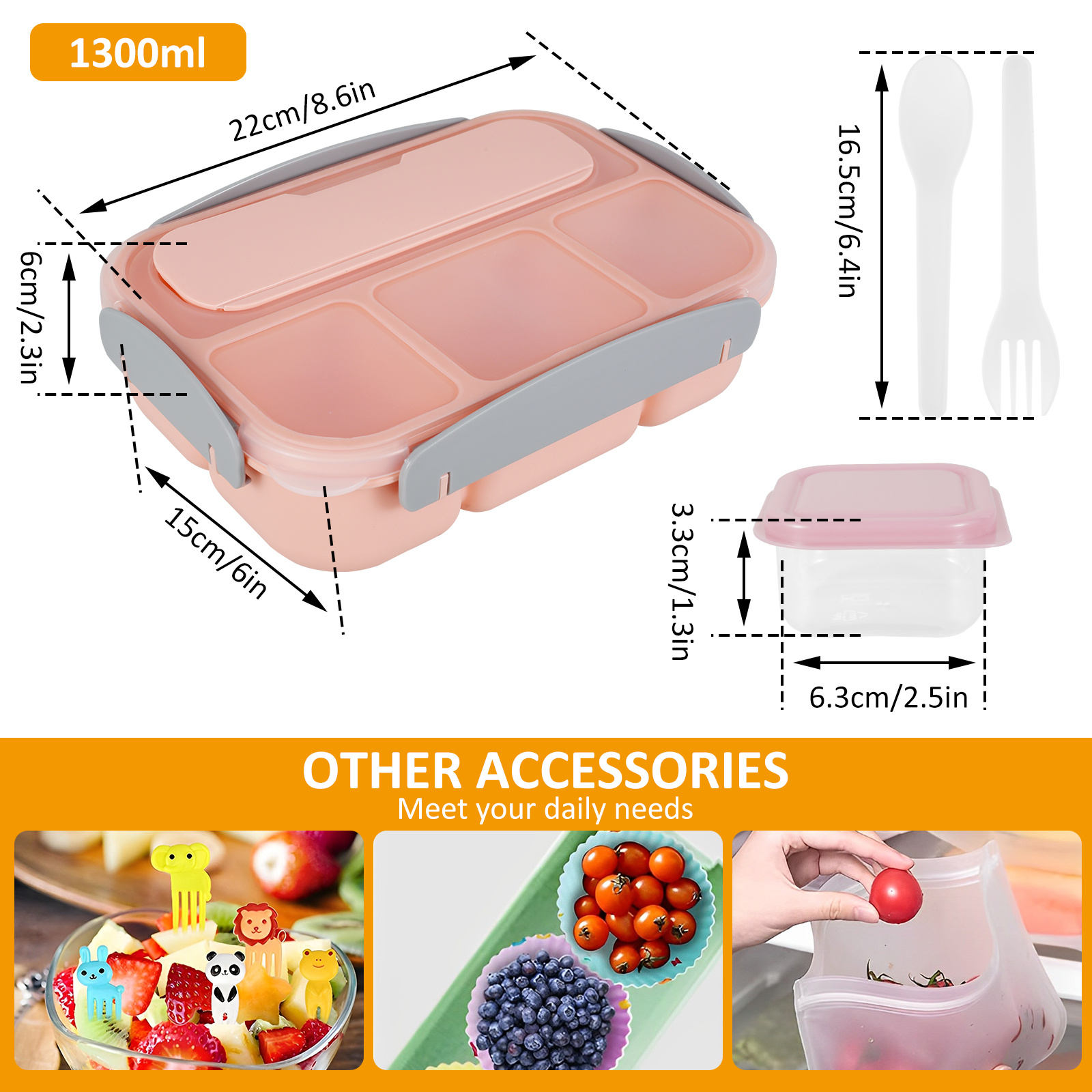 20pcs with Dressing Cup Lunch Box Kit 4 Compartment Lunch