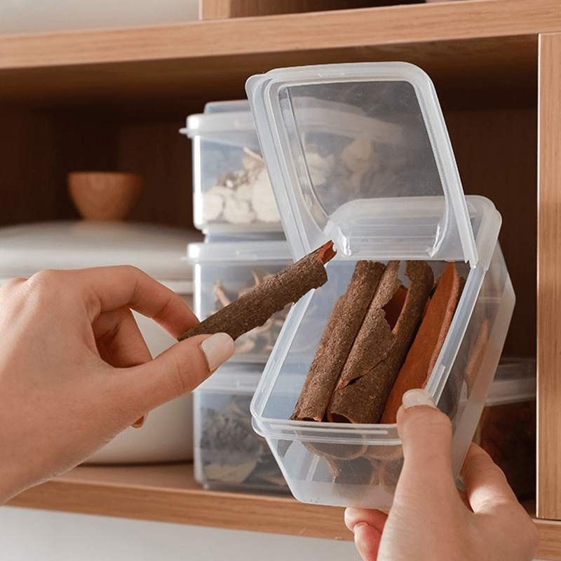 1pc Clear Food Storage Box, Flip Top Seasoning Storage Box For Kitchen