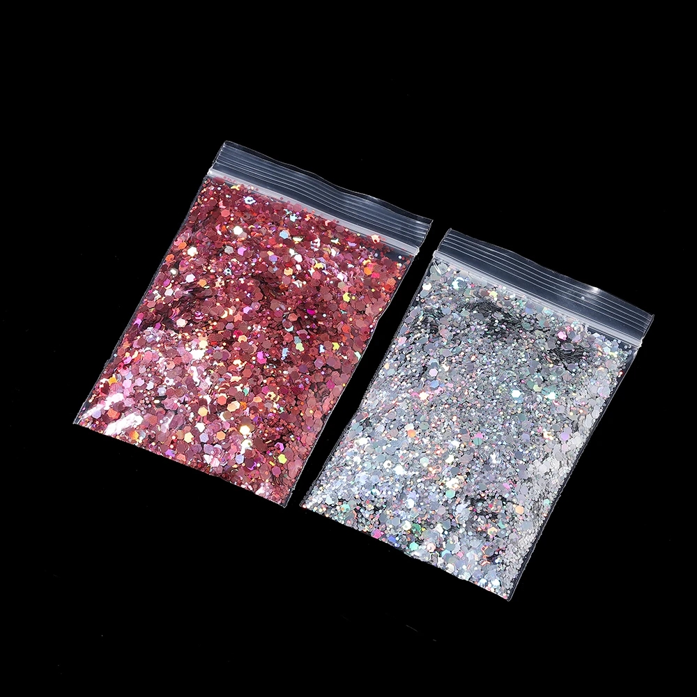 Glitter Holographic Hexagon Chunky Epoxy Resin Filler Sequins Laser Glitter  Powder Silicone Molds Filling for DIY Jewelry Making