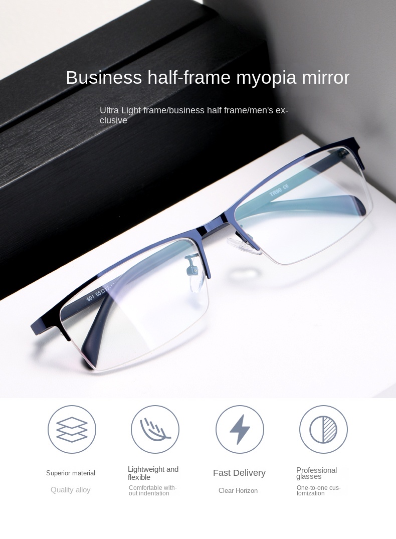 High-end business Spectacles half-rim Eyeglasses for men Frames