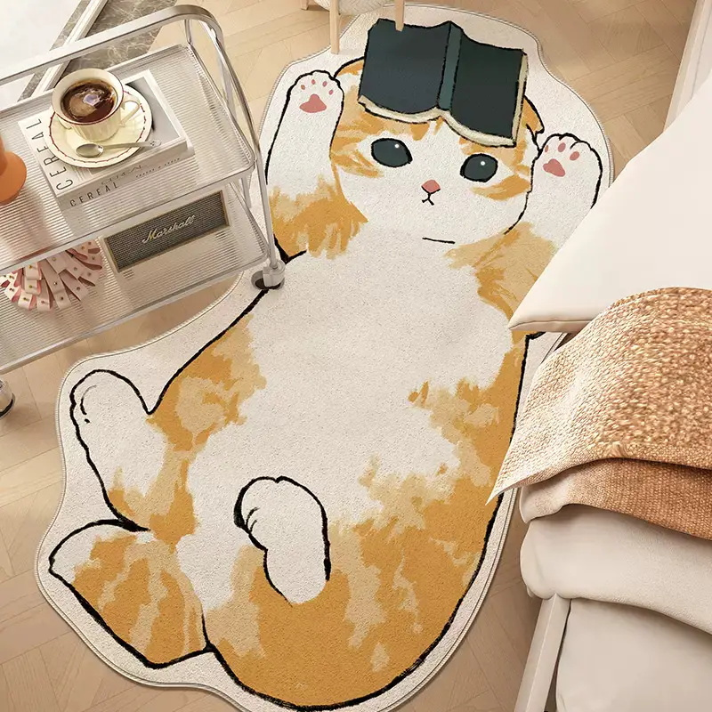 Cute Cartoon Cat Bedside Carpet Plush Mats For Children's - Temu
