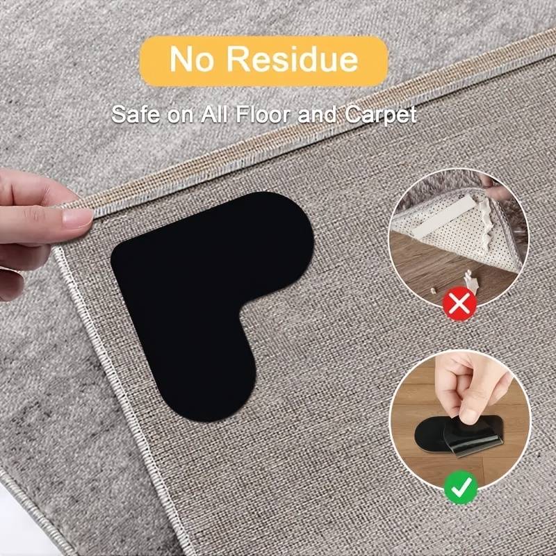 4/8pcs Area Rug Gripper, Anti-slip Carpet Tape For Area Rugs, Hardwood  Floor Rug Pad For Tile/wood Floor, Carpet Anti-curling Sticker For Corners  & Edges