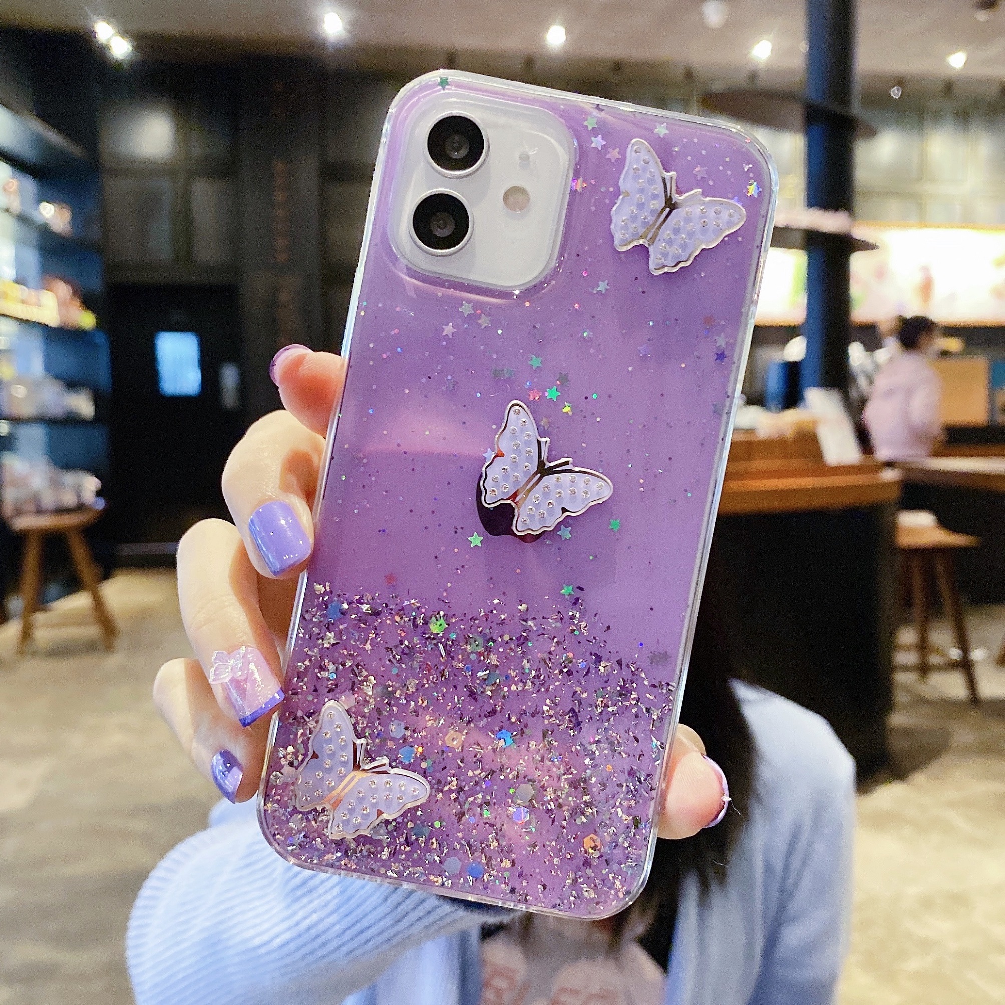 Butterfly Starry Sky Glitter Phone Soft Case For Iphone 15 Pro Max Plus  Luxury Tpu Protection Phone Case - Temu