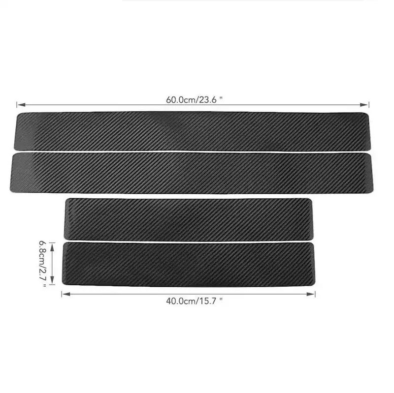 4-Pc Car Door Sill Scuff Protector Stickers - 3D Carbon Fiber Look, Universal Fit (Black)