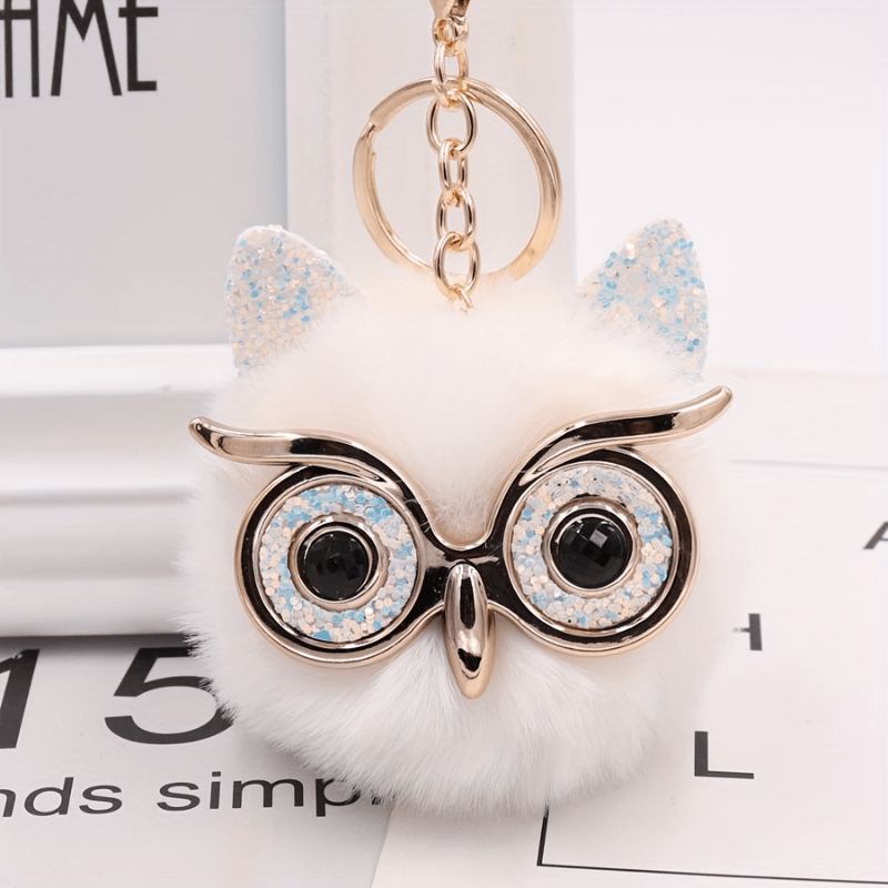 Diamond Inlaid Small Bag Keychain Owl White Pink Black Blue Creative Wallet  Accessory Keyring Soft Lanyard Girl Boy Lover Gift