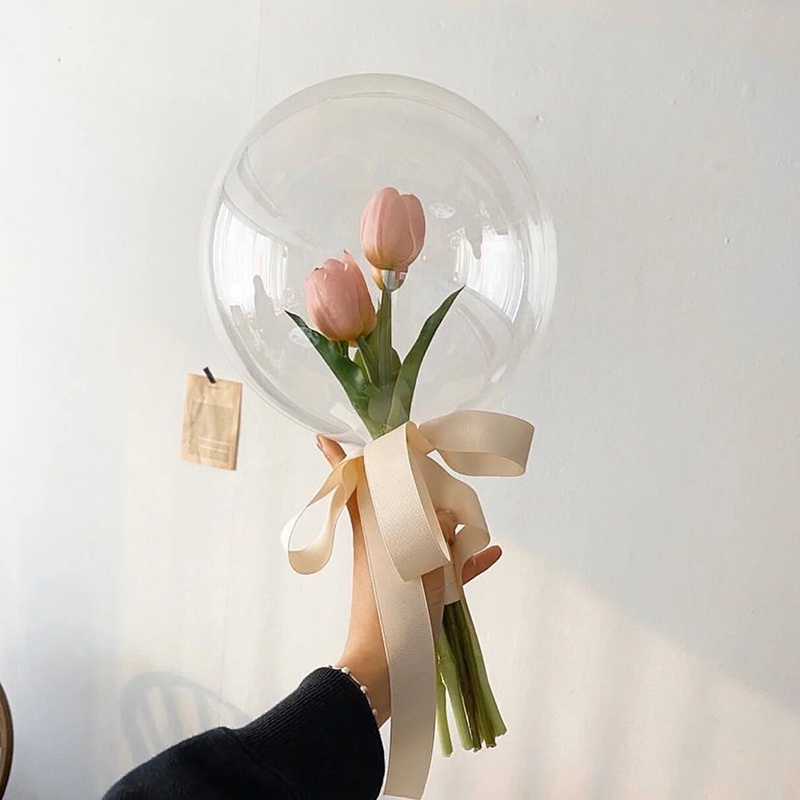 Large Wide Neck Transparent Bobo Balloon Flower Bouquet Doll - Temu Israel