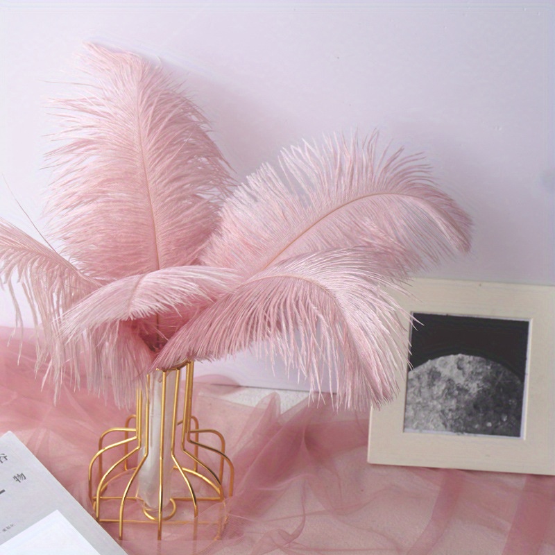 Marooma 20Pcs Pink Ostrich Feather,Natural Pink Ostrich Feathers Plume  Crafts Feathers Pink Soft Wall Art Crafts for Wedding Party Home Decoration  DIY