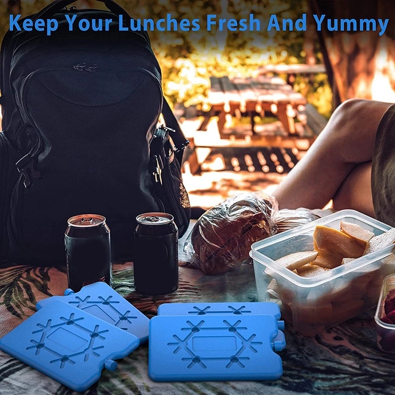 4pcs/set Reusable Ice Packs For Camping, Travel, Picnic And Fishing,  Portable Freezer Blocks For Food & Lunch Box