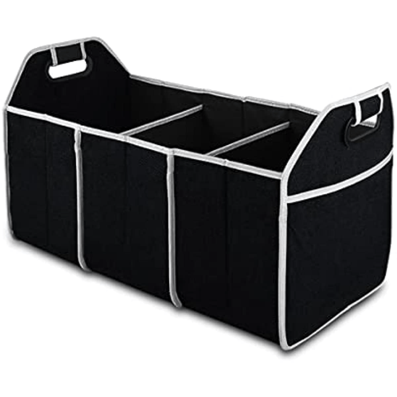 

1pc Universal Car Trunk Organizer, Portable Foldable Waterproof Auto Storage Bag With 3 Compartments, For Suv, Truck, Van, Sedan