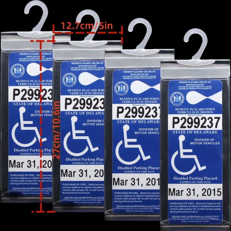 1 Stück Behinderten-Parkschein-Kennzeichen-Tasche, Transparente  PVC-Behindertenausweis-Hängetasche, Auto-Park-Kennzeichen-Haken-Tasche
