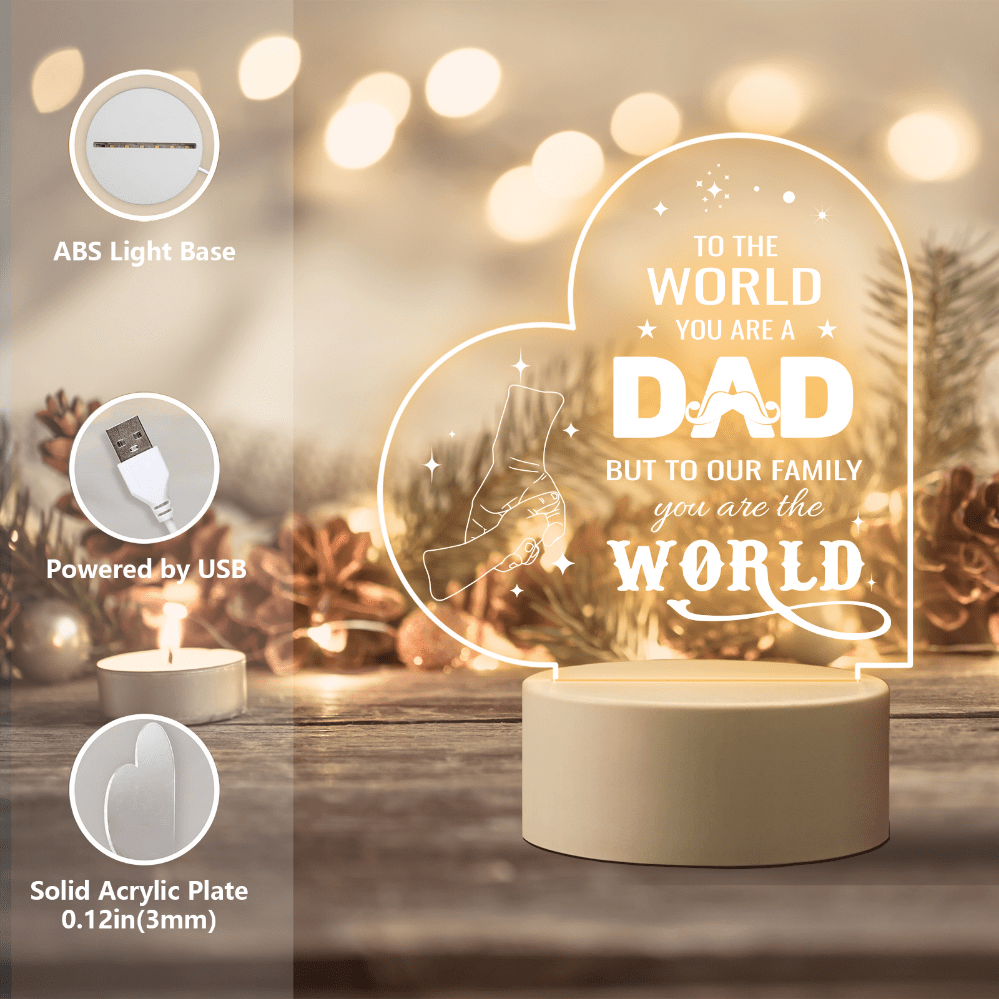 VCROMTY Birthday Gifts for Dad, Father's Day Gifts, Upgraded Dimmable  Thickened Acrylic Night Light with Wooden Base, Anniversary Presents for Men