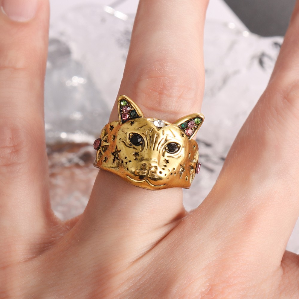 Bague tete de chat hot sale