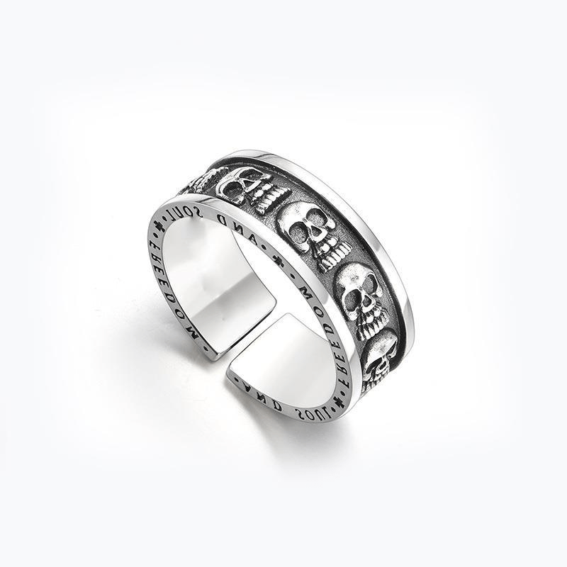 Men's Retro Skeleton Ring Adjustable Opening Couple Ring