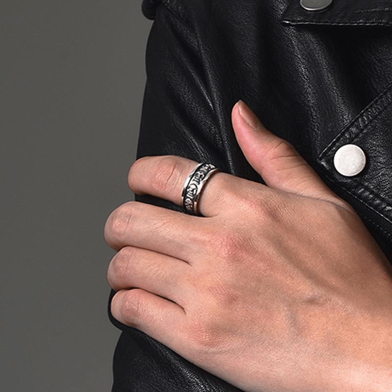 Men's Retro Skeleton Ring Adjustable Opening Couple Ring