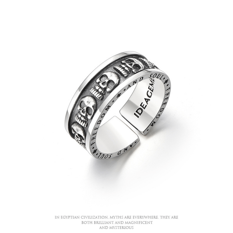 Men's Retro Skeleton Ring Adjustable Opening Couple Ring