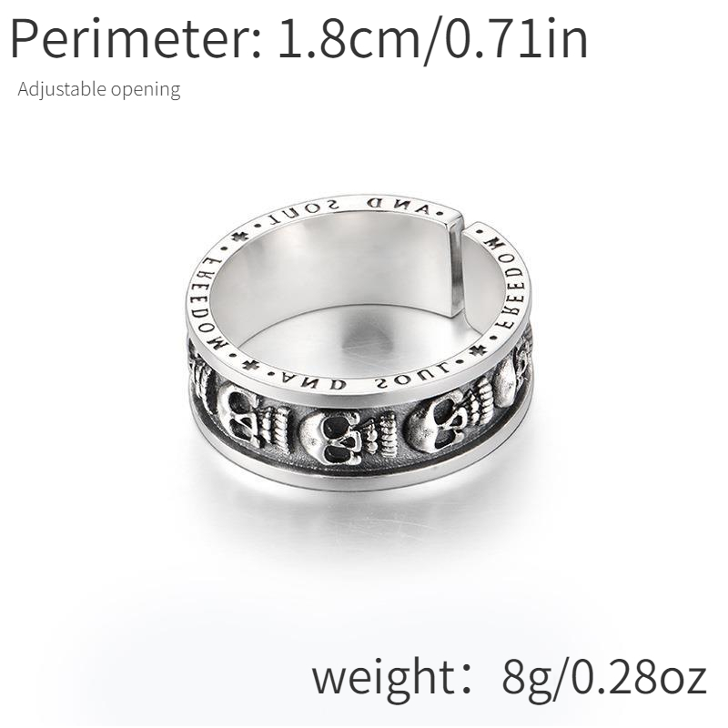 Men's Retro Skeleton Ring Adjustable Opening Couple Ring