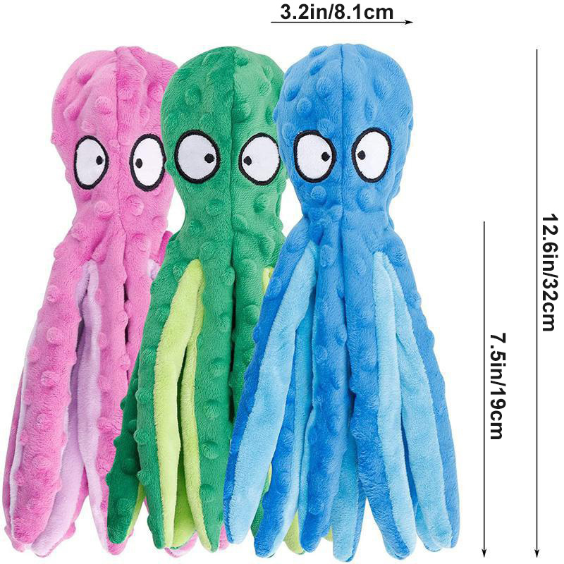 ATUBAN Squeaky Dog Toys,Octopus Plush Dog Chew Toys for Puppy Teething,Pet  Training and Entertaining,Durable Interactive Dog Toy