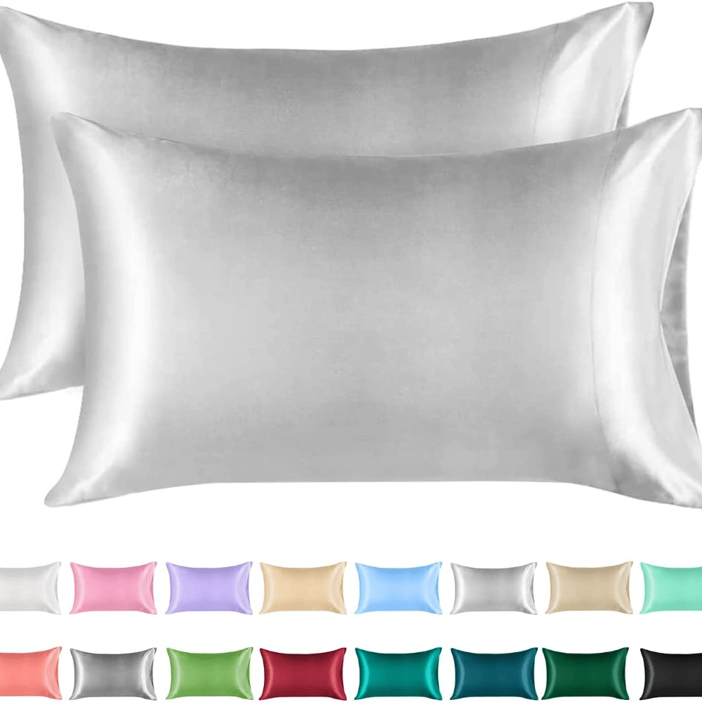 Satin Pillow Cases Solid Color Bedding Silky Soft Breathable - Temu