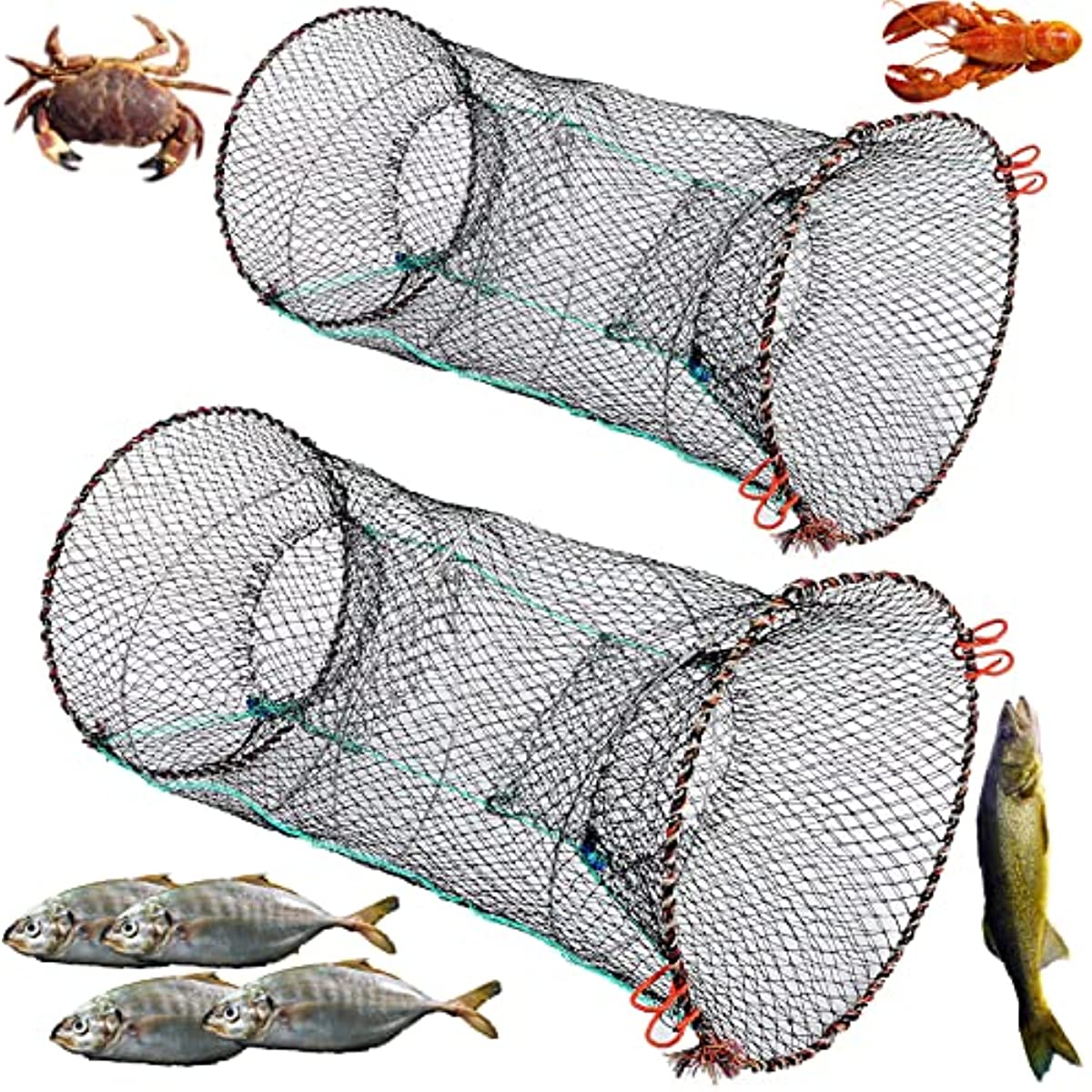 Lawaia Crawfish Trap Fish Trap Fishing Net Collapsible Crab Trap/Portable  Minnow Trap Folded Cast Net with Float and Chain for Shrimp,Lobster,Crab