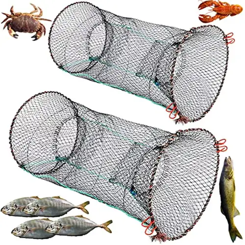 Piège à filet de pêche plié Appât à fermeture éclair portable pour  crevettes écrevisses Crabe Appâts Pêche Filet Tackle