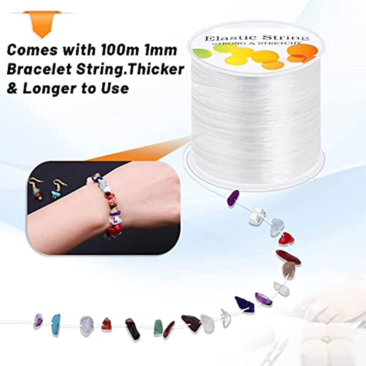Stretchy String for Bracelets, 4 Rolls 1 mm Sturdy Elastic String Elastic  Cord for Jewelry Making, Necklaces, Beading (2 Black+ 2 White)