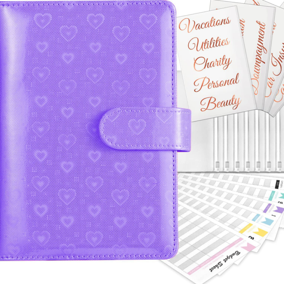  Budget Binder with Zipper Envelopes A6 Money Organizer for  Cash PU Glitter Leather Money Saving Binder with 8pcs Cash Envelopes for  Budgeting,18pcs Budget Sheets,24pcs Stickers,Budget Planner Wallet : Office  Products