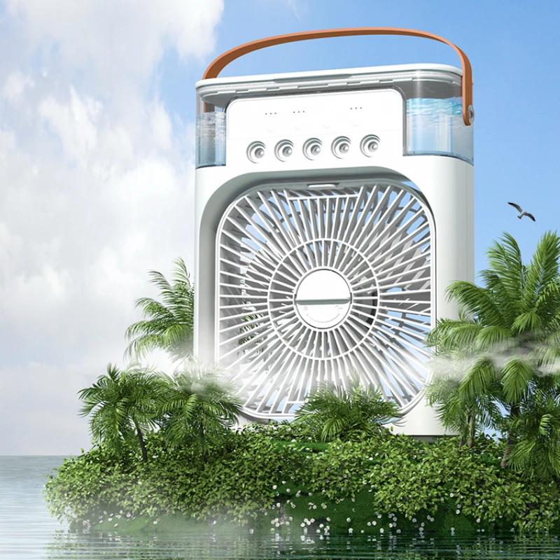 1pc air conditioner fan portable desktop 5 spray head usb cooling fan mute electric fan home appliances household fans humidifier details 9