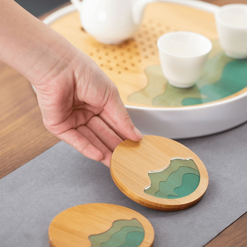 Japanese Resin Tea Coaster Kung Fu Tea Solid Wood Heat Insulation Pad  Household Non-slip Saucer Tea Mat Tea Accessories