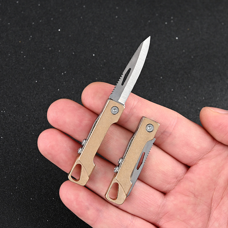 Pocket Mini Knife Push Folding Knife Keychain EDC Gadgets