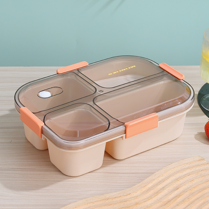 New Eco-Friendly Bamboo Fiber Bento Plastic Lunch Box with Bamboo