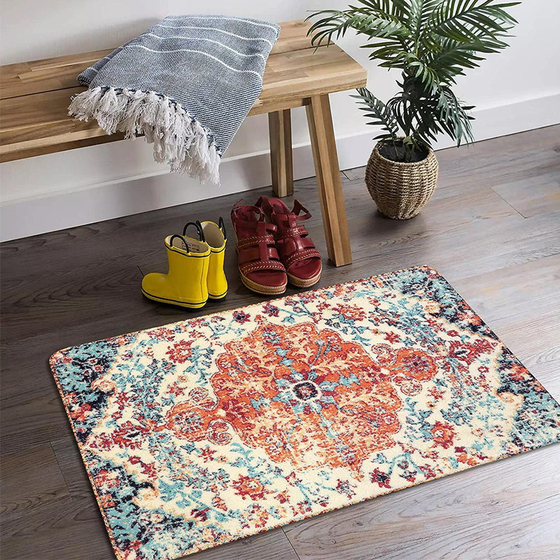 1pc Vintage Persian Floral Floor Mat Para Dormitorio - Temu