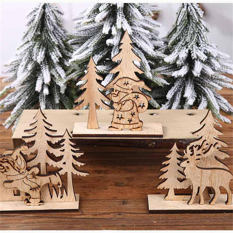 Xmas Christmas Wooden Pendants Wood Craft Christmas Tree