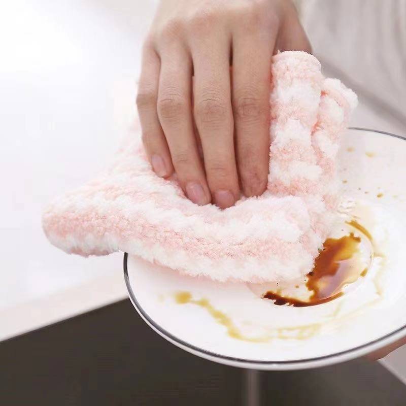 Reusable Kitchen Cleaning Rags Dish Towels Coral Fleece Wipes Microfiber  Cloth Glass Cleaning Cloths Absorbent Dish Cloth
